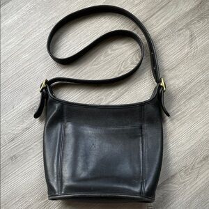 Vintage Coach slim legacy duffle Black Leather Crossbody Bag with Gold Hardware